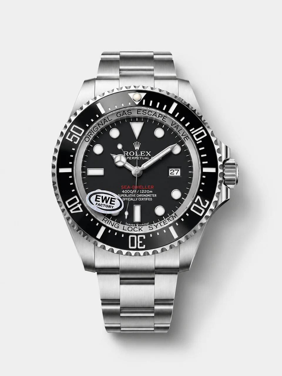 Sea-Dweller replica watch with a black dial and steel bracelet