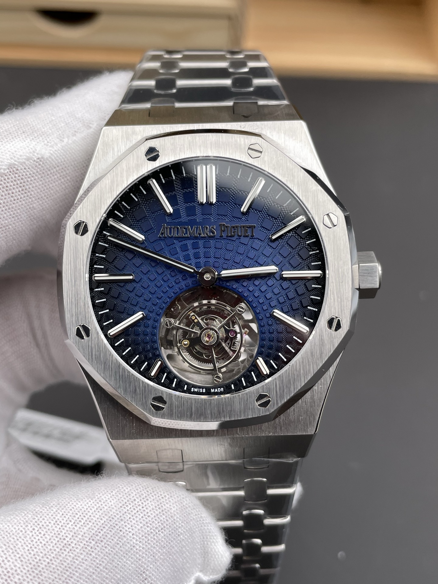 Audemars Piguet Super Clone Royal Oak Flying Tourbillon 41mm Blue Dial Watch - view 2