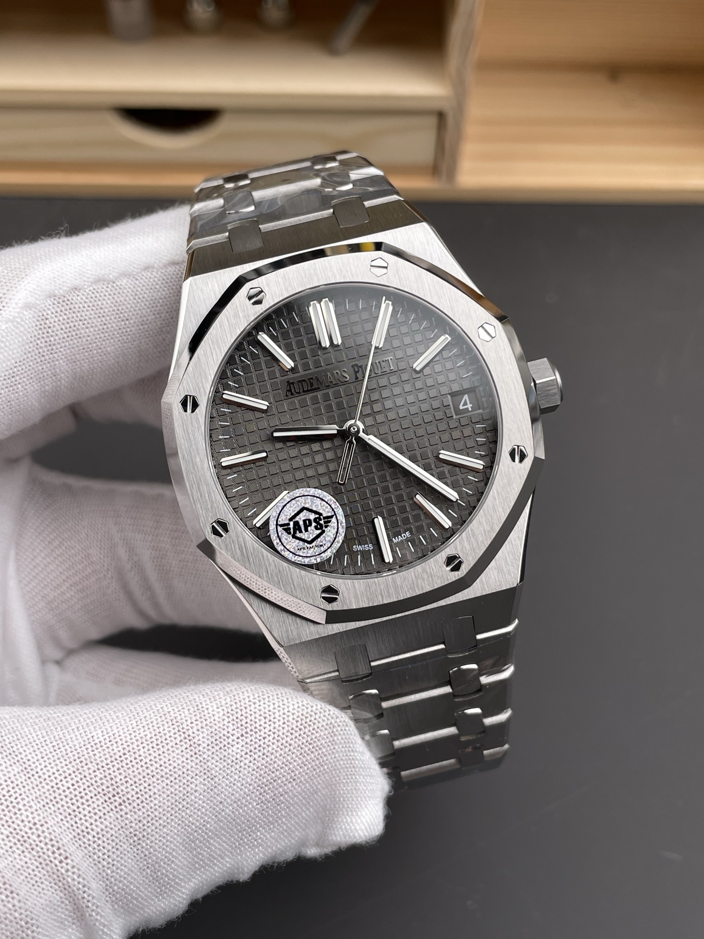Royal Oak 15510 41mm Grey Dial 904L Steel Strap Super Clone Watch - view 4