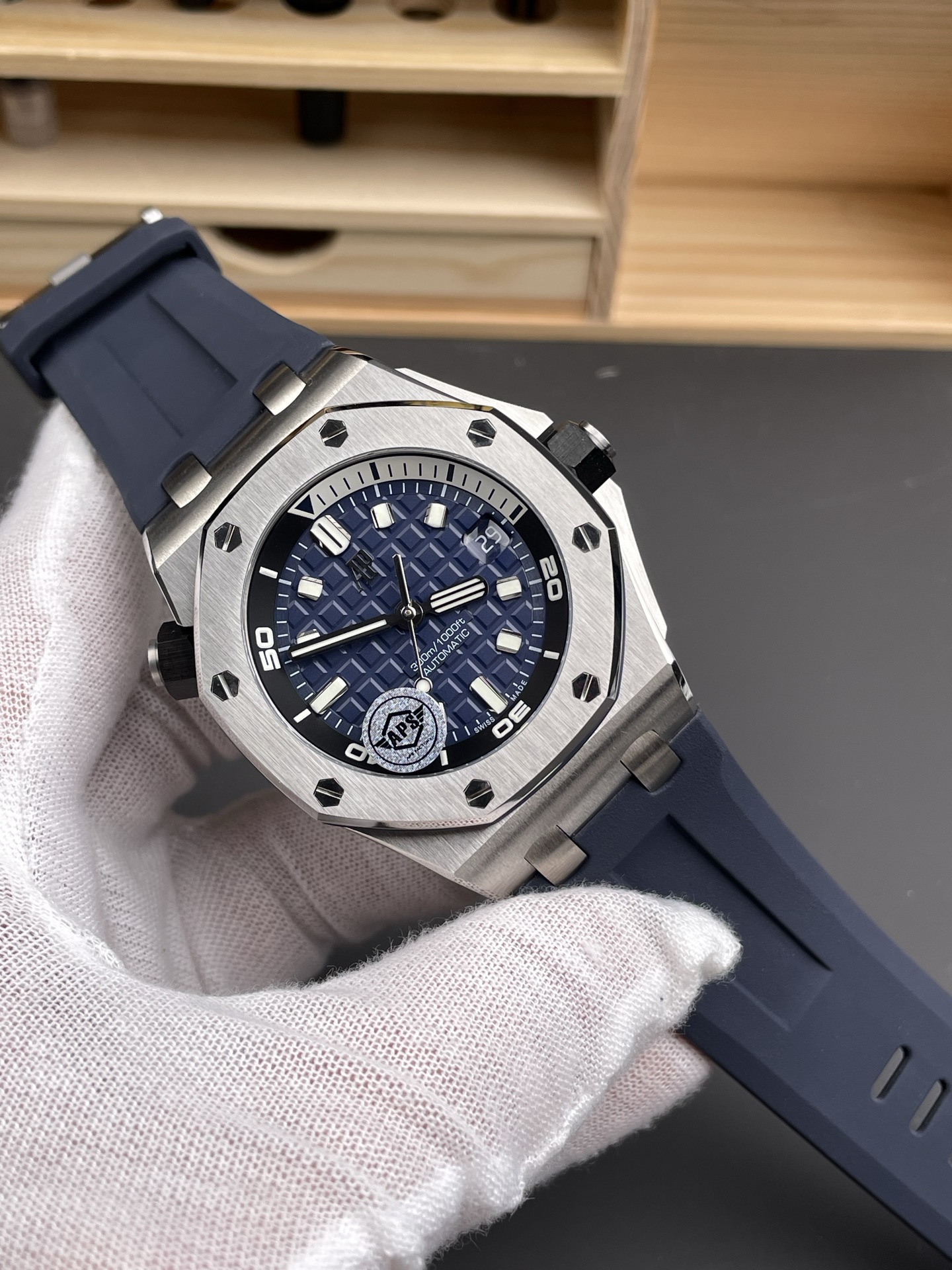 Audemars Piguet Royal Oak Offshore 1:1 Ultimate Swiss Super Clone Watch Blue Dial Cal.4308 Movement - view 5