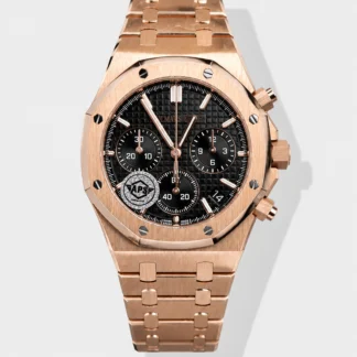 Royal Oak Chrono 26240 Rose Gold Strap in Black Dial Super Clone Watch - view 1