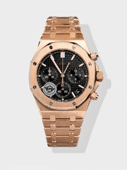 Royal Oak Chrono 26240 Rose Gold Strap in Black Dial Super Clone Watch - view 1