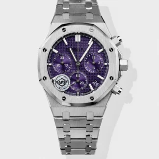 Royal Oak Chrono 26240 Purple Dial FREE SPRUNG MVMNT Steel Caing Super Clone Watch - view 1