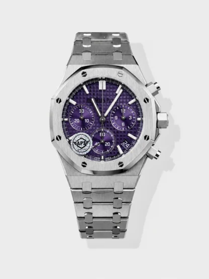 Royal Oak Chrono 26240 Purple Dial FREE SPRUNG MVMNT Steel Caing Super Clone Watch - view 1