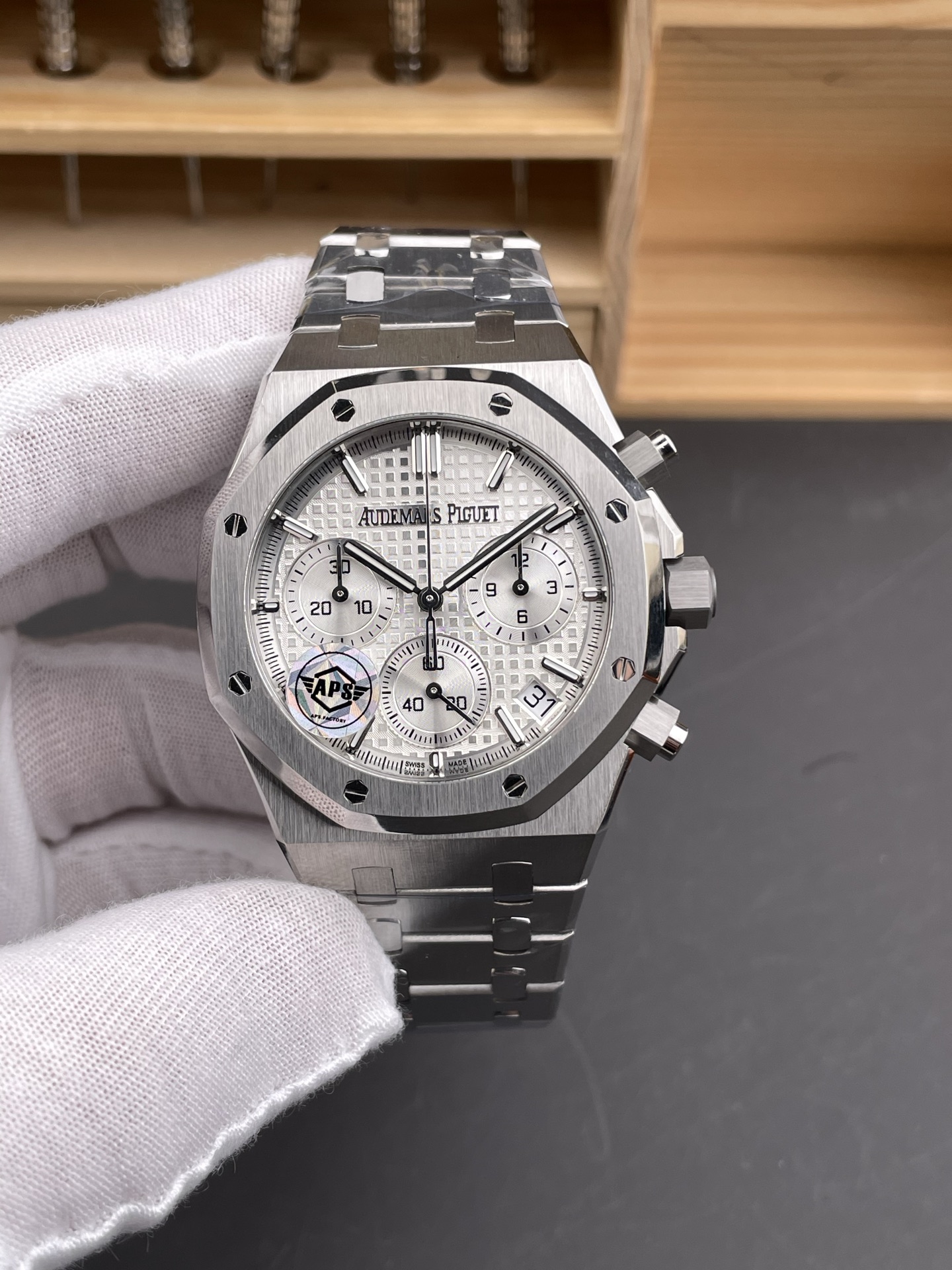 Royal Oak Chrono 26240 White Dial FREE SPRUNG MVMNT Steel Caing Super Clone Watch - view 5