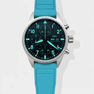 1:1 Super Clone IWC Pilot’s Watch (TWS Factory) - Black Dial, Blue Rubber Strap - view 1