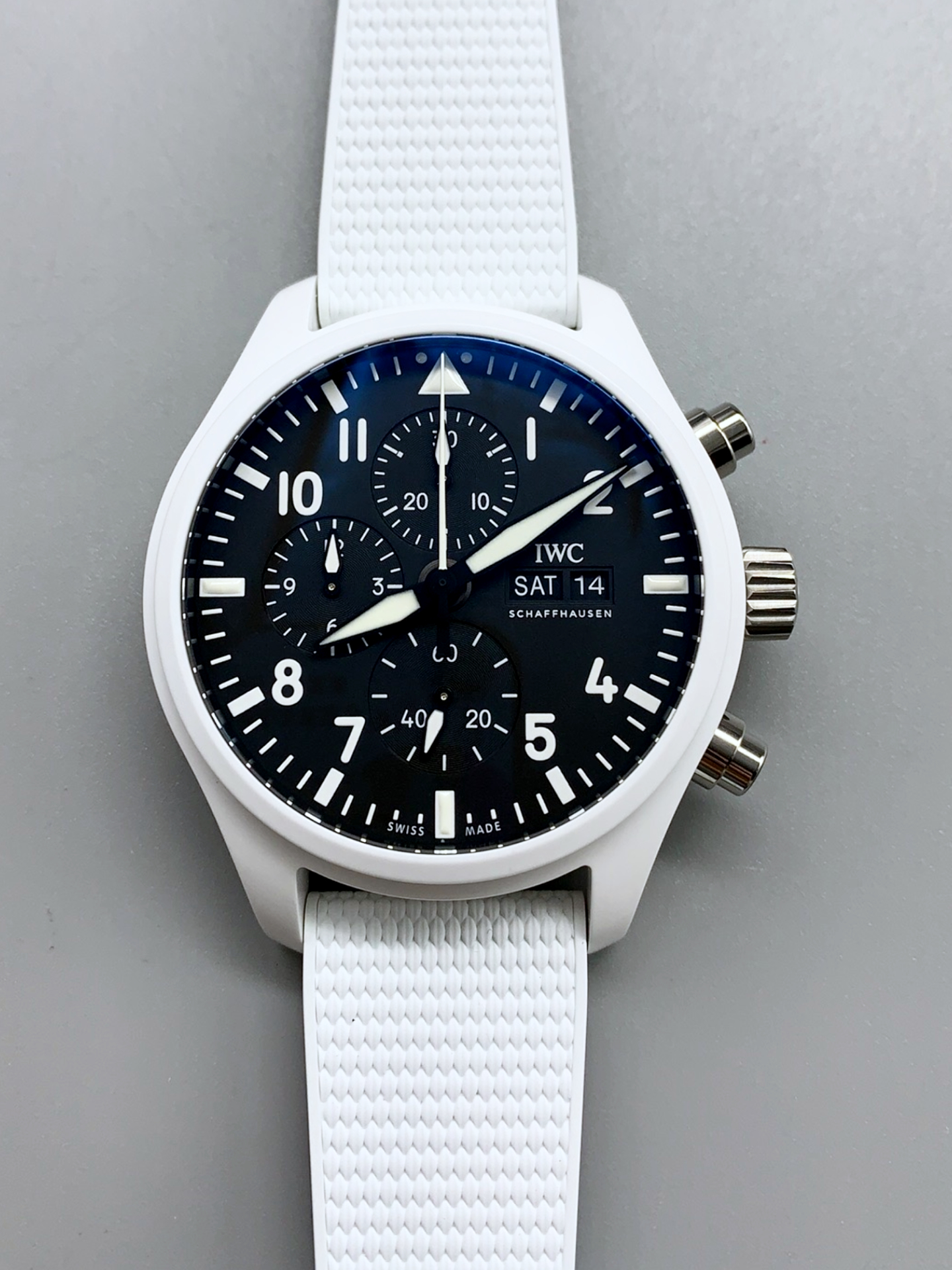 IWC Pilot’s Chronograph Top Gun Ceramic IW389105 1:1 Mirror Super Clone in Black Dial - view 2