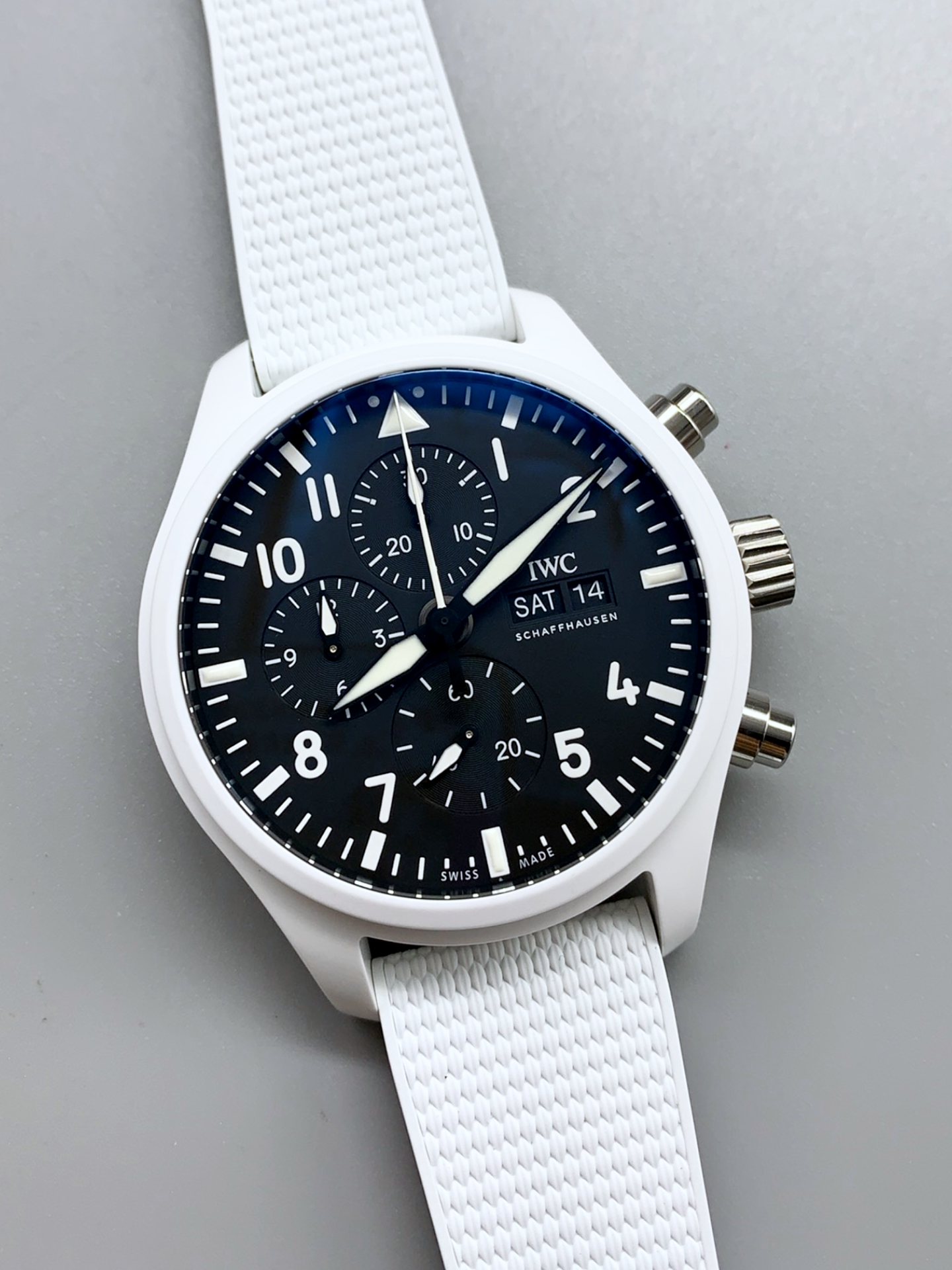 IWC Pilot’s Chronograph Top Gun Ceramic IW389105 1:1 Mirror Super Clone in Black Dial - view 3