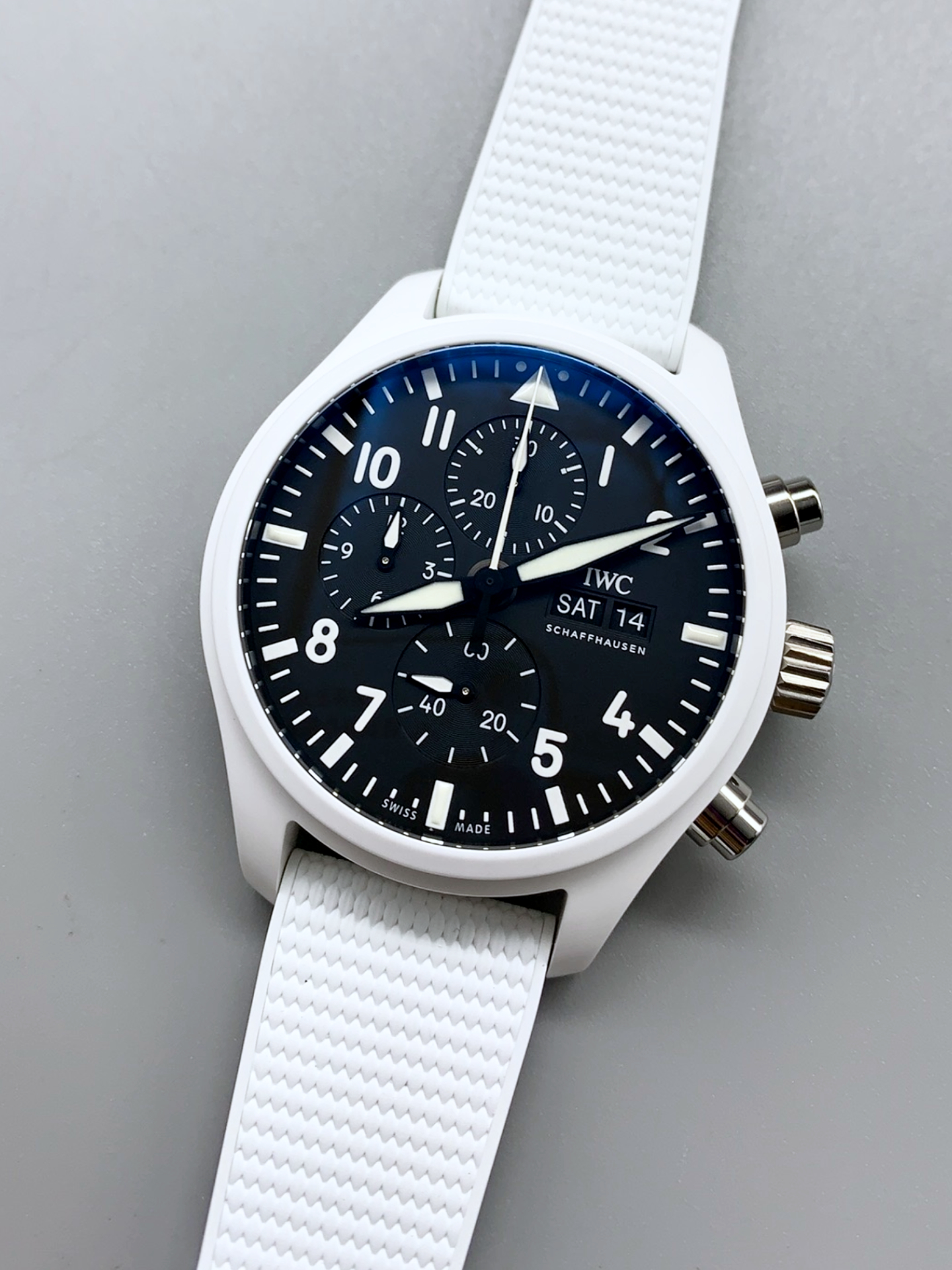 IWC Pilot’s Chronograph Top Gun Ceramic IW389105 1:1 Mirror Super Clone in Black Dial - view 4