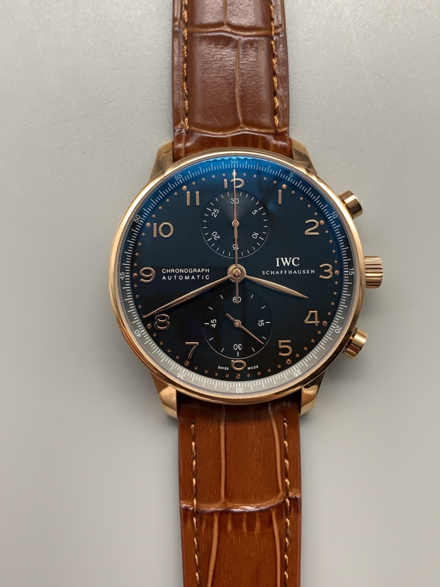 IWC Portuguese Chronograph Swiss Super Clone Watch in Pink Gold - 1:1 Mirror Edition - view 2