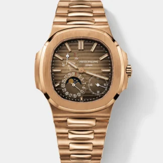 Patek Philippe Super Clone Nautilus 5712/R 1:1 Quality Watch in Brown Dial Gold Strap - view 1