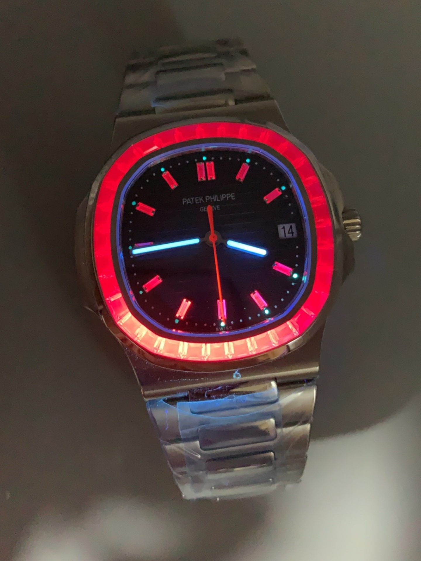 Patek Philippe Nautilus 5711 Black Dial 1:1 Mirror Super Clone in 904L Steel with Rubies Bezel - view 10