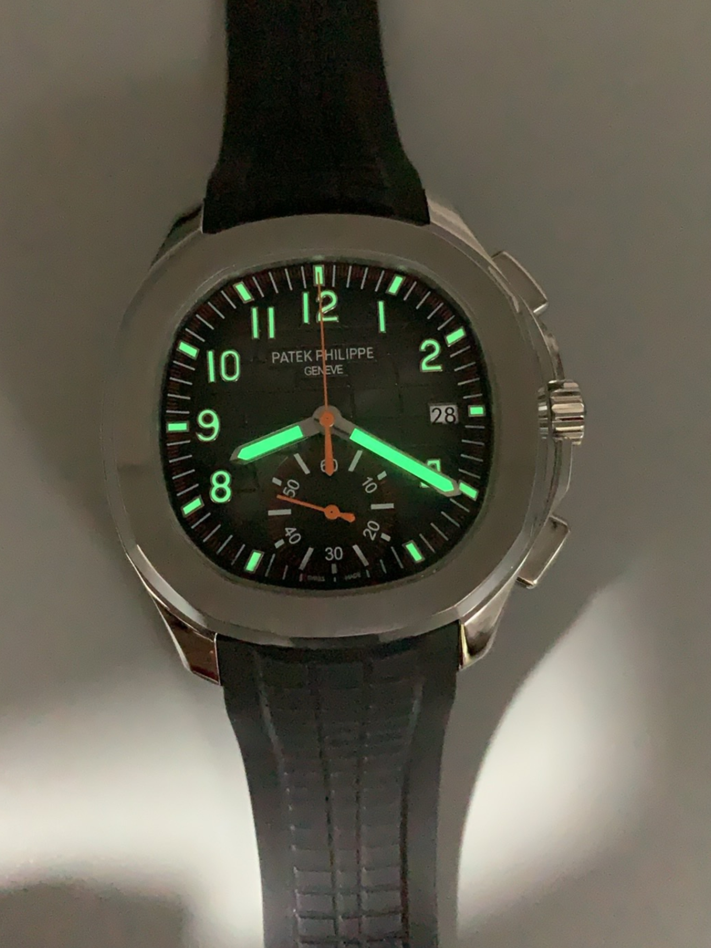 Patek Philippe Aquanaut 5968 Chronograph Steel Casing Orange Hands Watch in Swiss Automatic Movement - Super Clone Watch - view 10