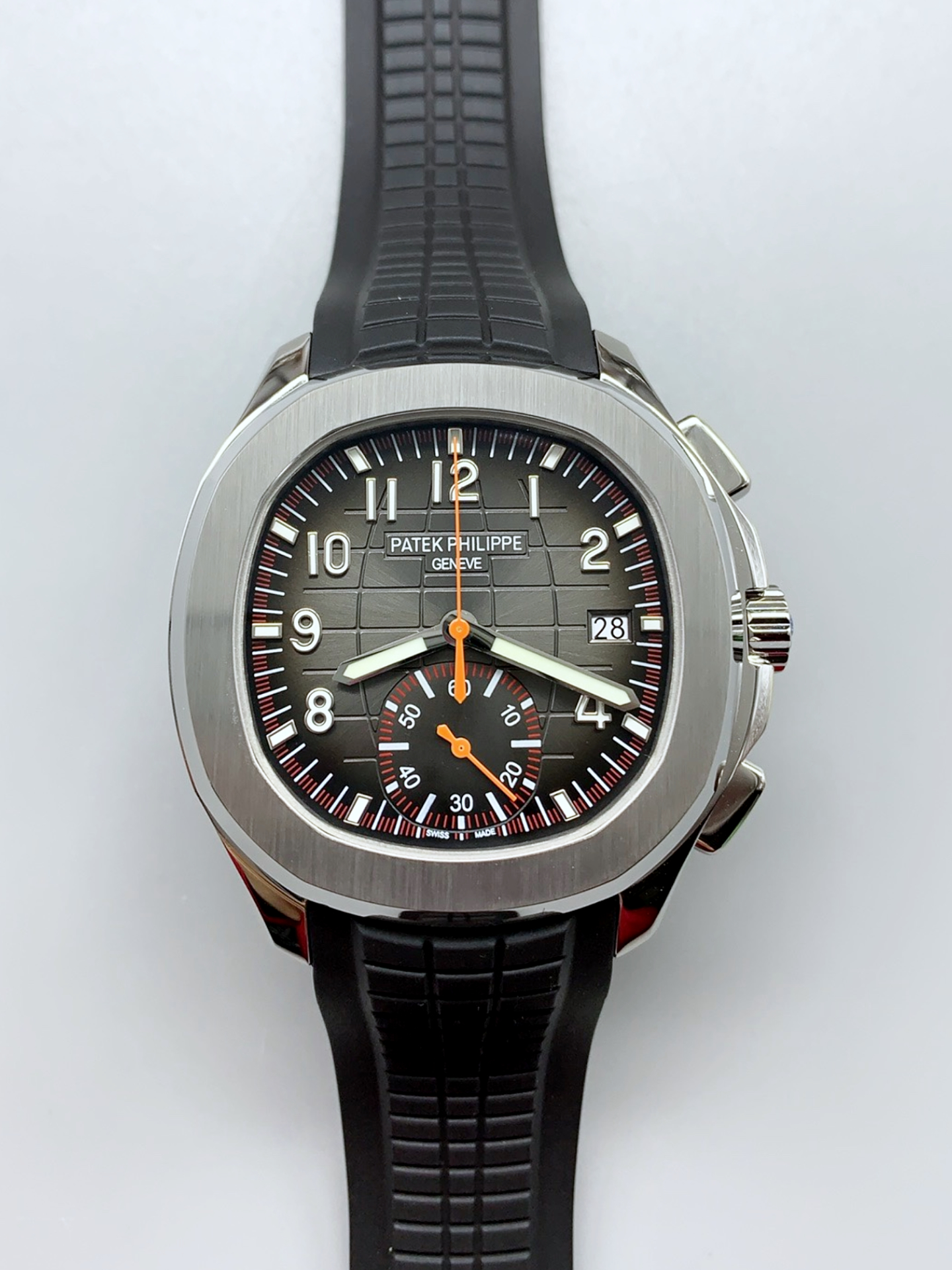 Patek Philippe Aquanaut 5968 Chronograph Steel Casing Orange Hands Watch in Swiss Automatic Movement - Super Clone Watch - view 2