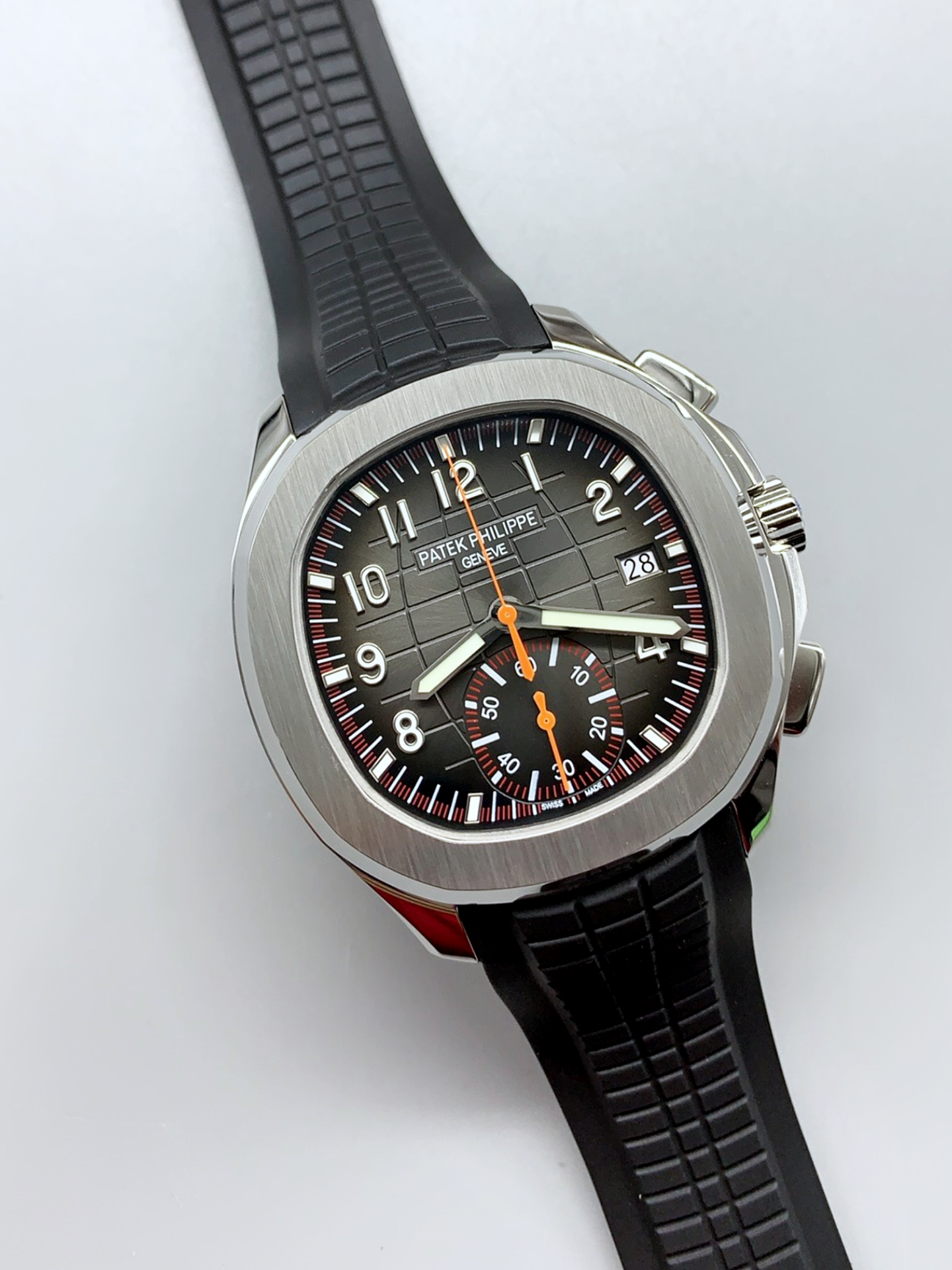 Patek Philippe Aquanaut 5968 Chronograph Steel Casing Orange Hands Watch in Swiss Automatic Movement - Super Clone Watch - view 3