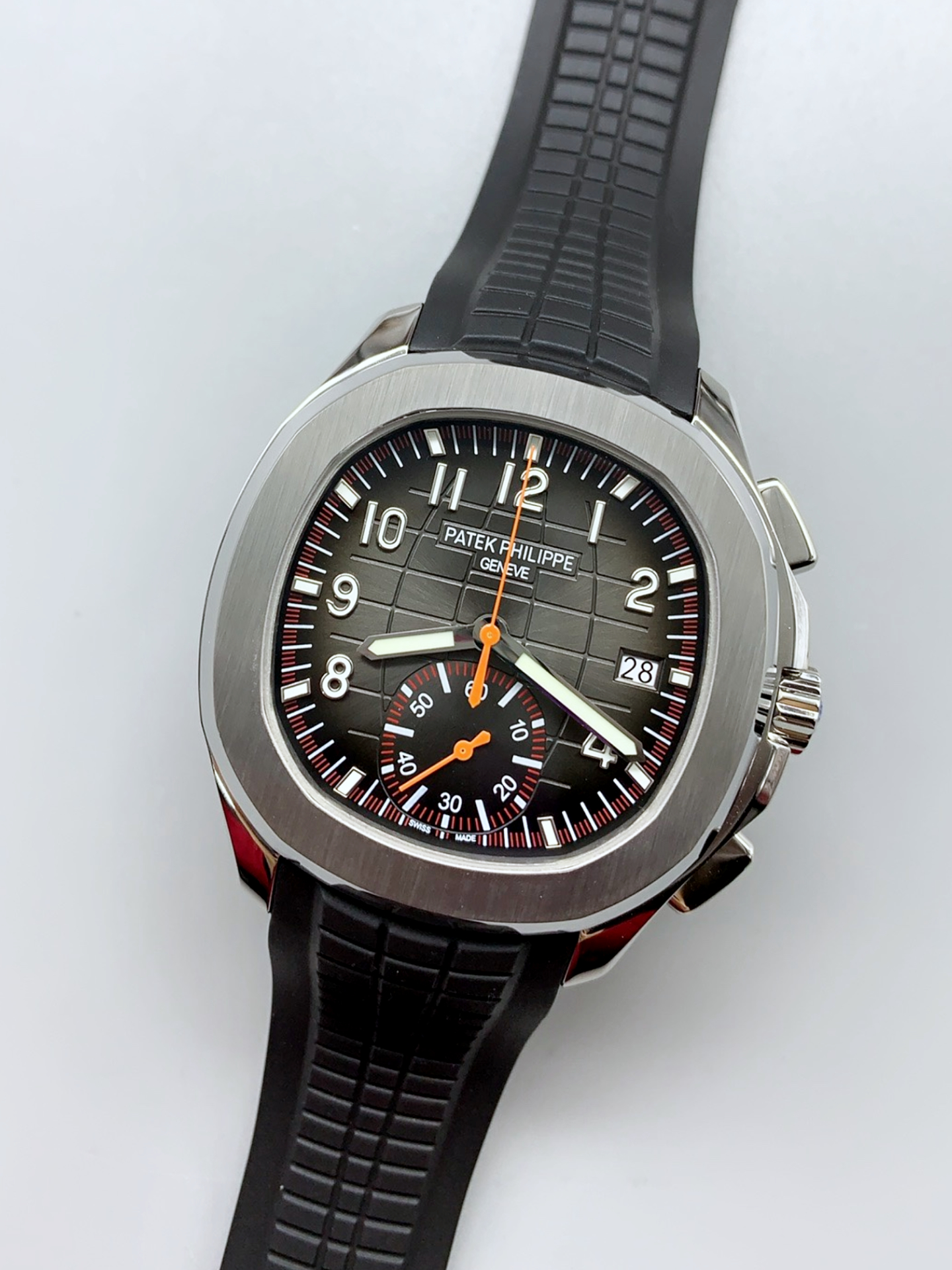 Patek Philippe Aquanaut 5968 Chronograph Steel Casing Orange Hands Watch in Swiss Automatic Movement - Super Clone Watch - view 4