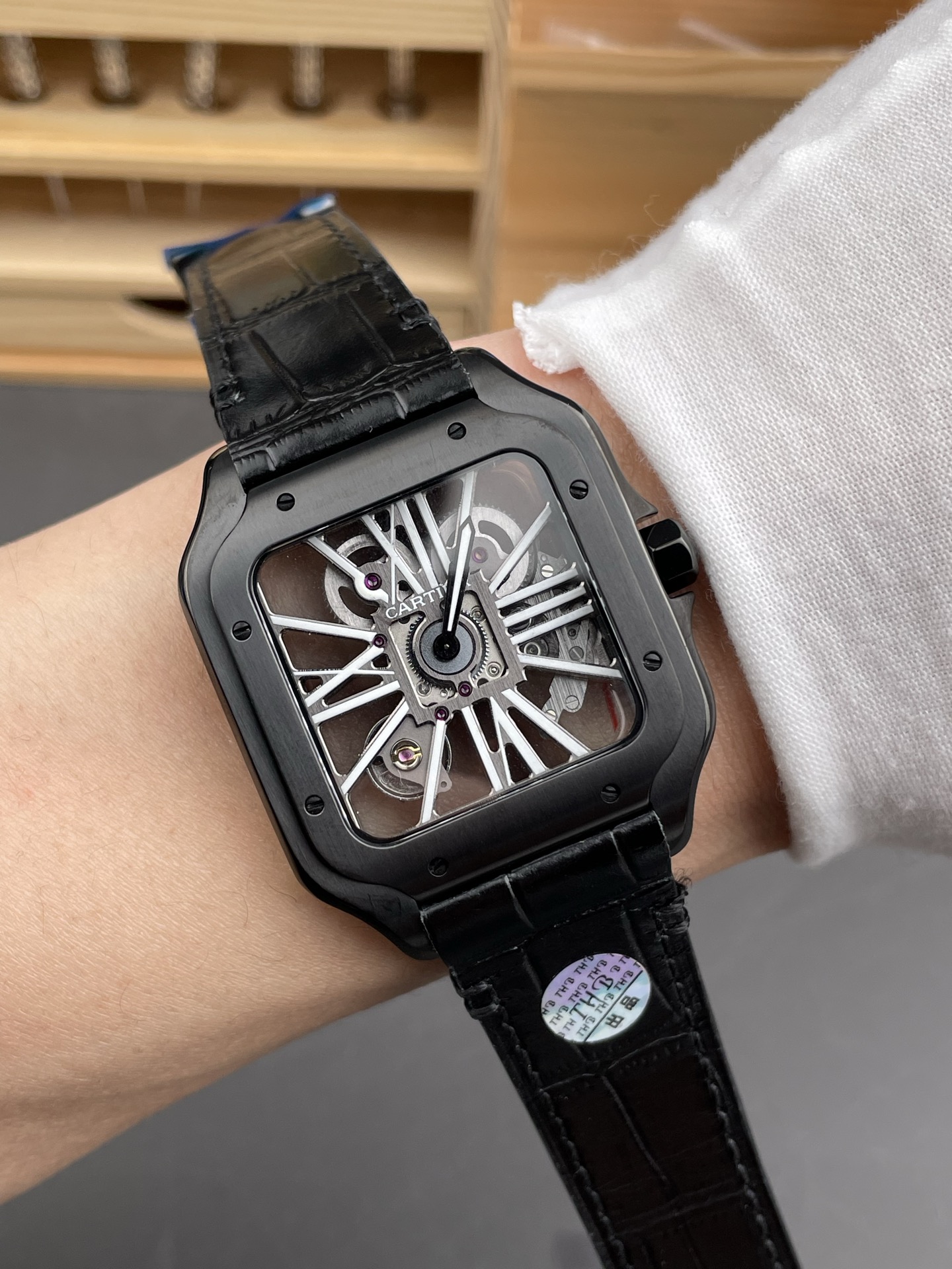 Santos De Cartier Super Clone Watch in Skeleton Dial PVD MLF Coating Watch - view 9