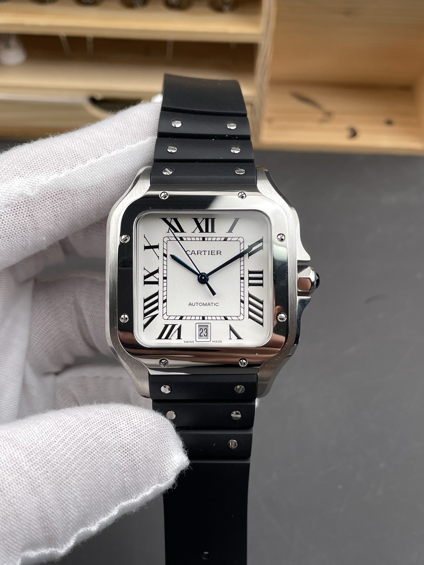 Santos De Cartier Stainless Steel Casing 1:1 Mirror Swiss Super Clone Watch 40MM - view 2