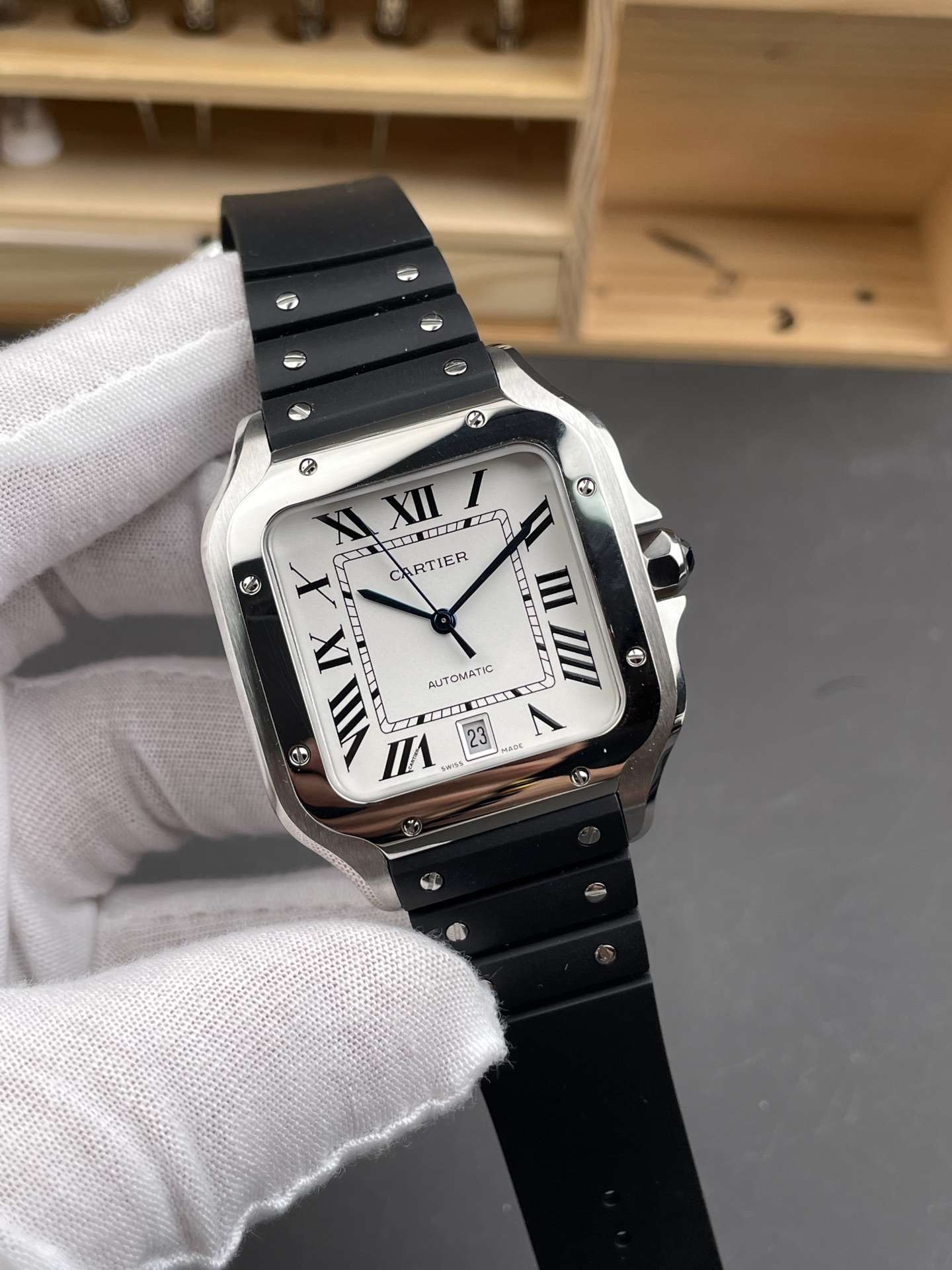 Santos De Cartier Stainless Steel Casing 1:1 Mirror Swiss Super Clone Watch 40MM - view 3
