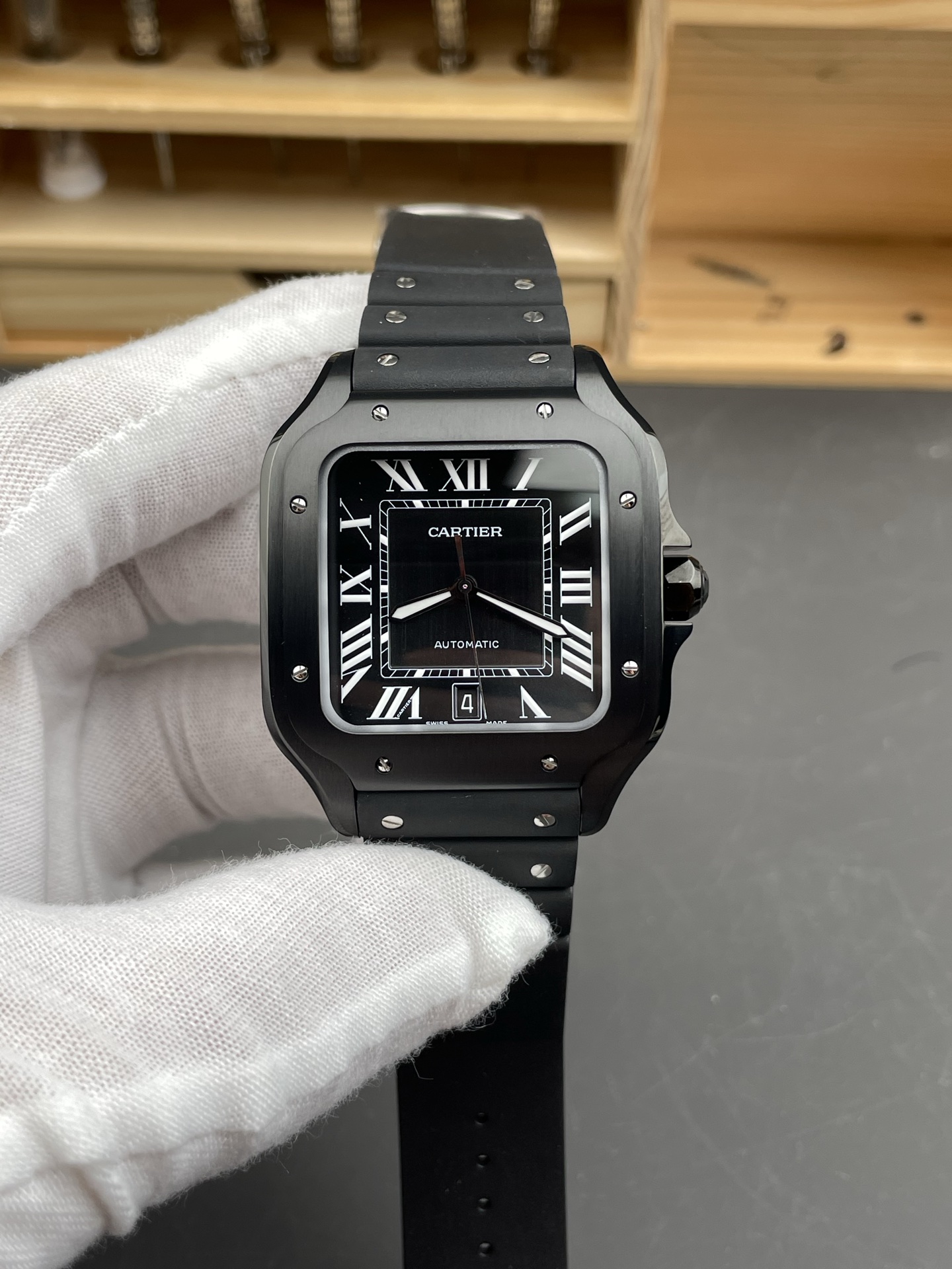 Santos De Cartier DLC Coated Casing 1:1 Mirror Swiss Super Clone Watch 40MM - view 3