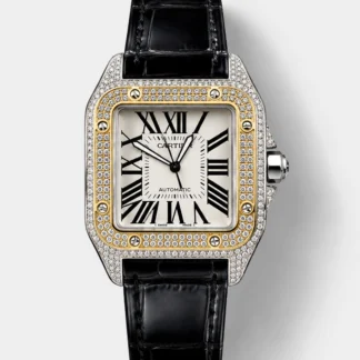 Cartier Santos 100 1:1 Mirror Super Clone Steel Diamonds Watch Mens Size 42MM - view 1