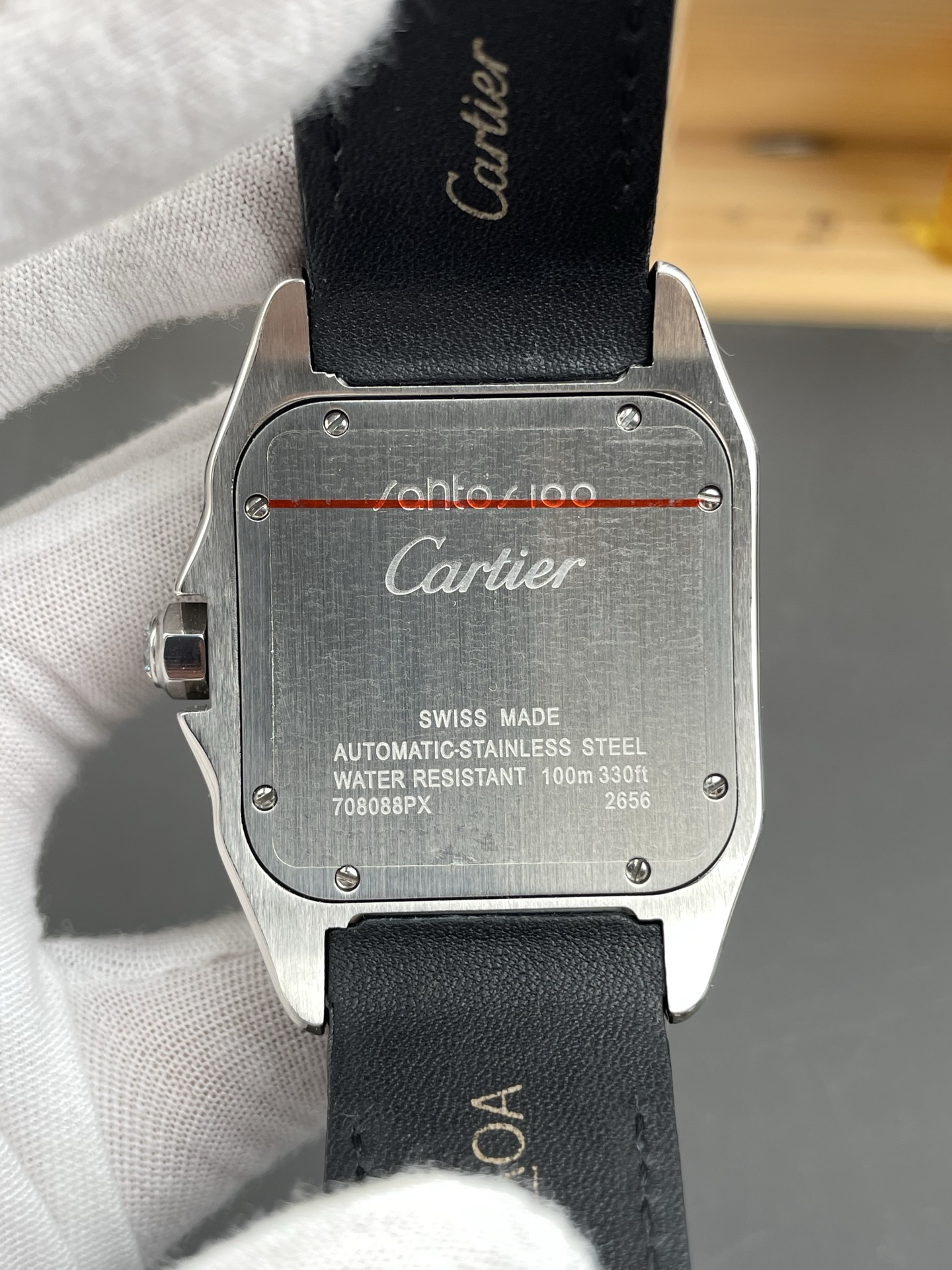 Cartier Santos 100 1:1 Mirror Super Clone Steel Diamonds Watch Mens Size 42MM - view 5