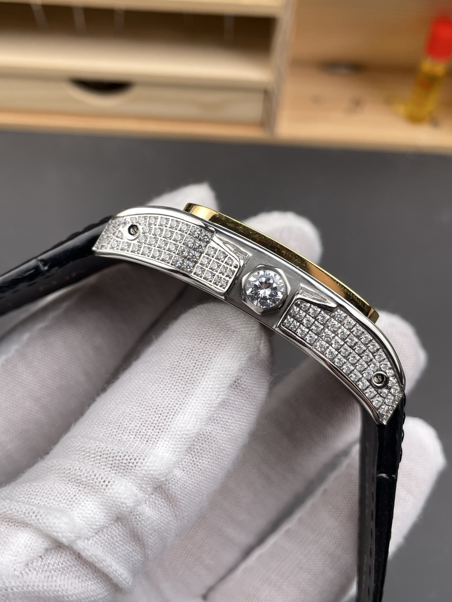 Cartier Santos 100 1:1 Mirror Super Clone Steel Diamonds Watch Mens Size 42MM - view 7