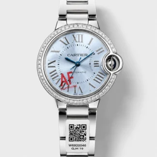 Ballon De Cartier Automatic Ice Blue Diamonds 36MM Dial Super Clone Watch - view 1