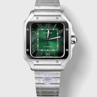 Cartier Santos De Cartier 904L Steel Green Dial Super Clone 40MM Watch - view 1