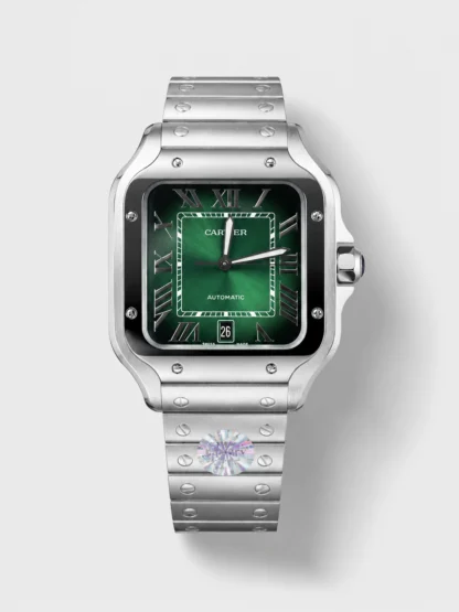 Cartier Santos De Cartier 904L Steel Green Dial Super Clone 40MM Watch - view 1