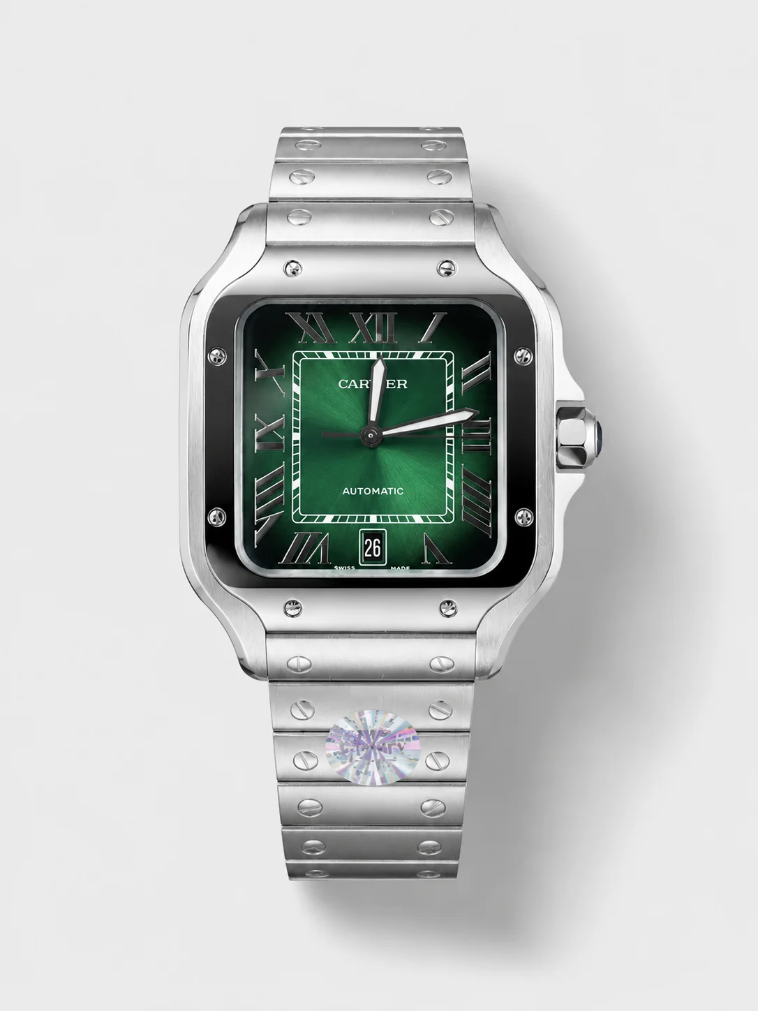 Cartier Santos De Cartier 904L Steel Green Dial Super Clone 40MM Watch - view 1