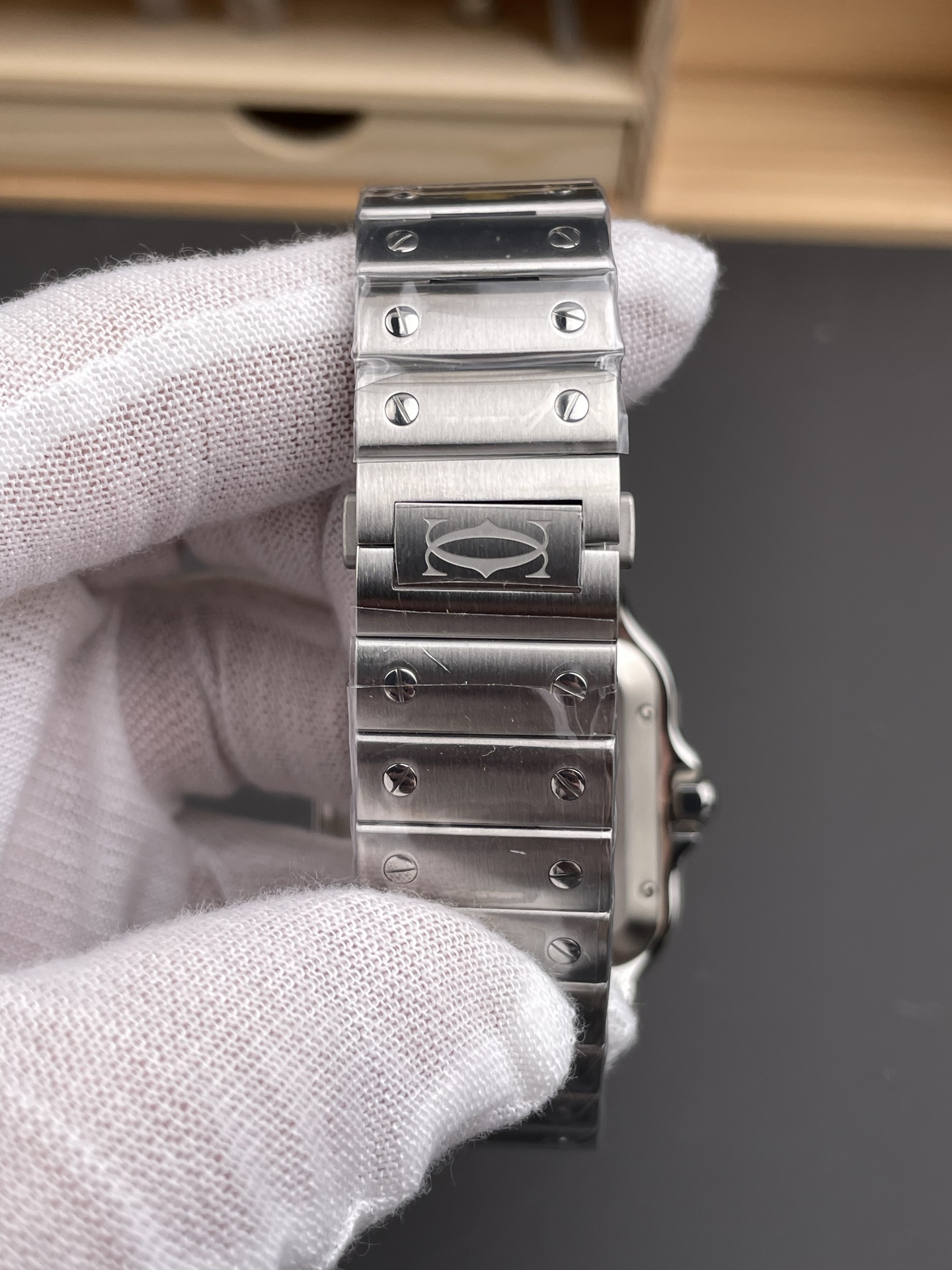 Cartier Santos De Cartier 904L Steel Green Dial Super Clone 40MM Watch - view 9