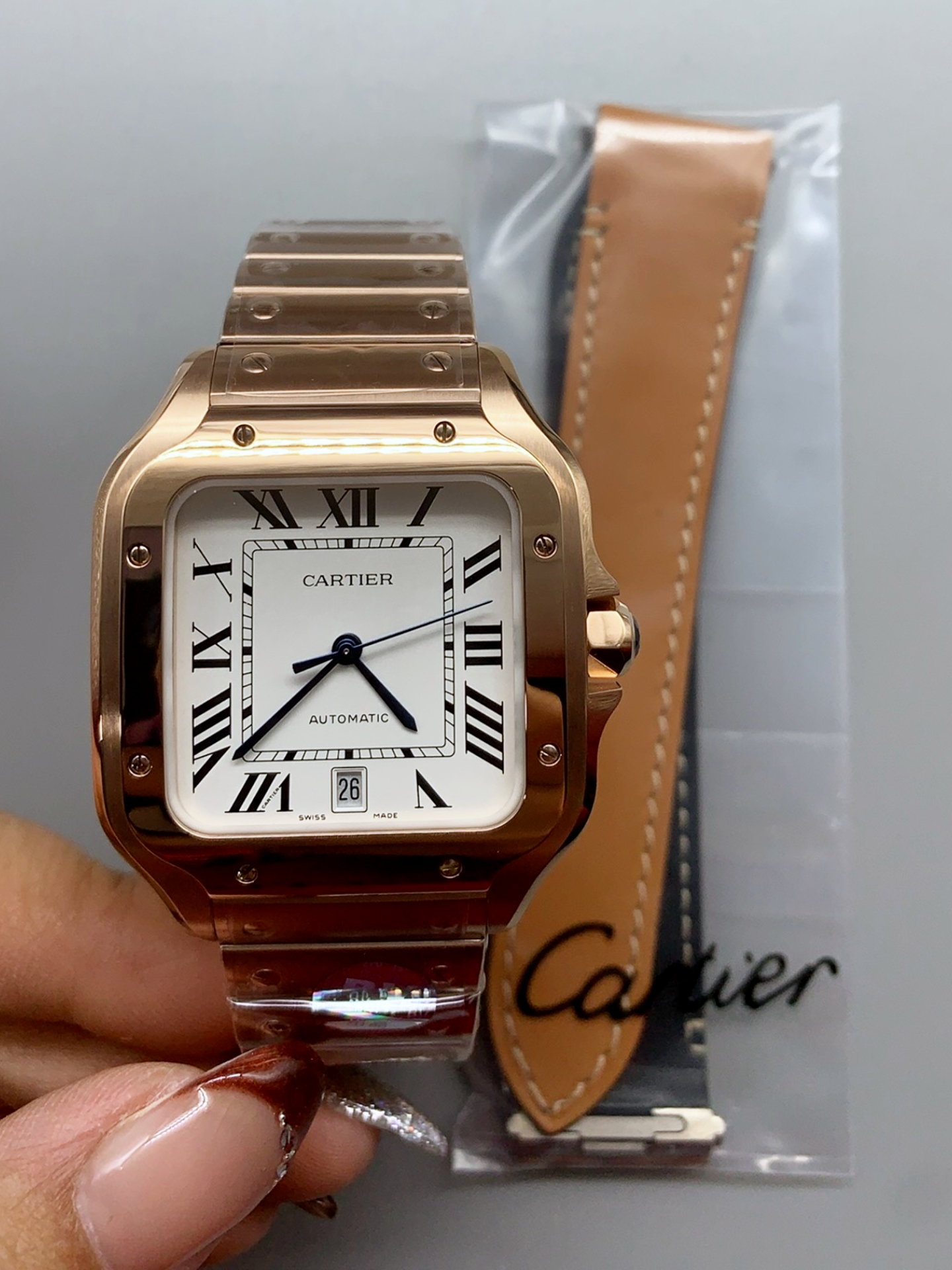 Cartier Santos De Cartier XL 1:1 Rose Gold Casing Swiss Super Clone Watch 40MM - view 3