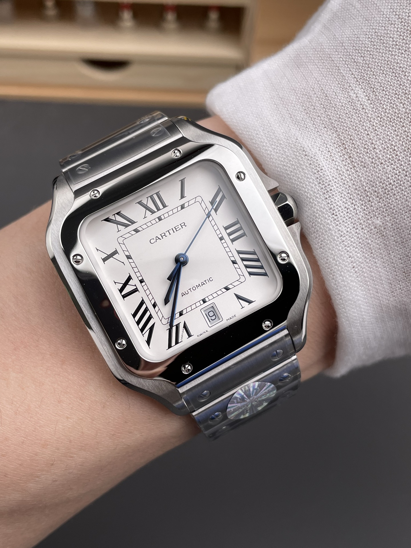 Cartier Santos De Cartier 904L Steel White Dial Super Clone 40MM Watch - view 10