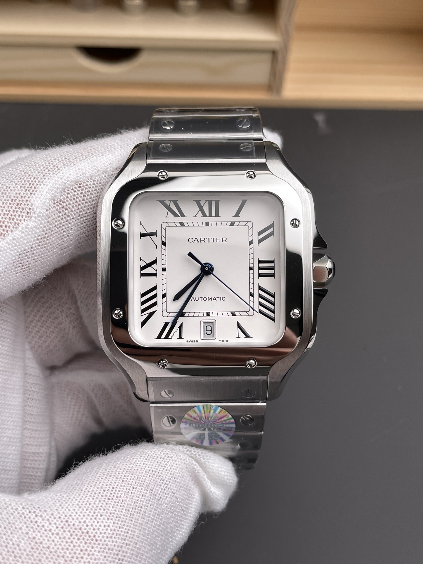Cartier Santos De Cartier 904L Steel White Dial Super Clone 40MM Watch - view 2