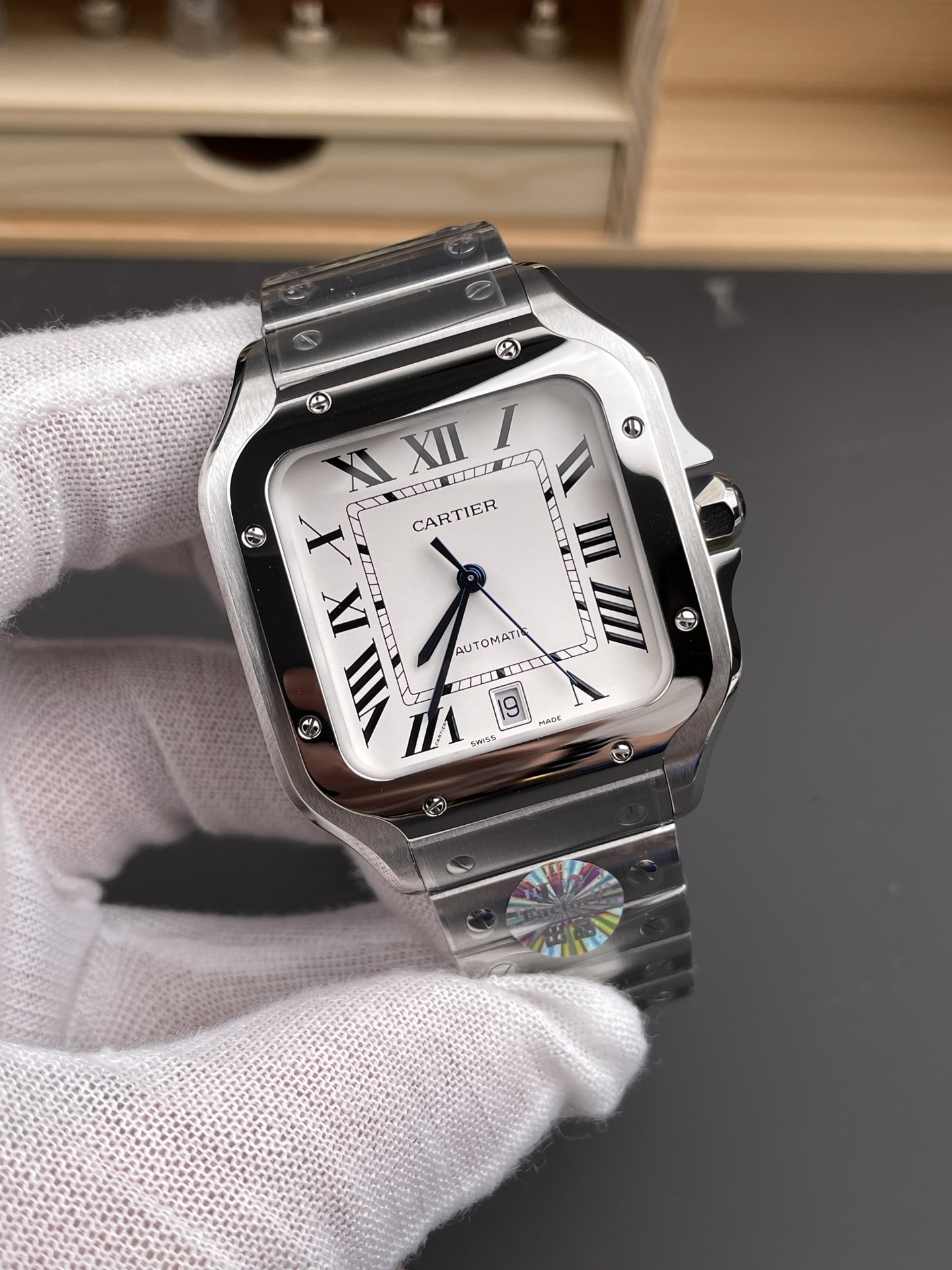 Cartier Santos De Cartier 904L Steel White Dial Super Clone 40MM Watch - view 3