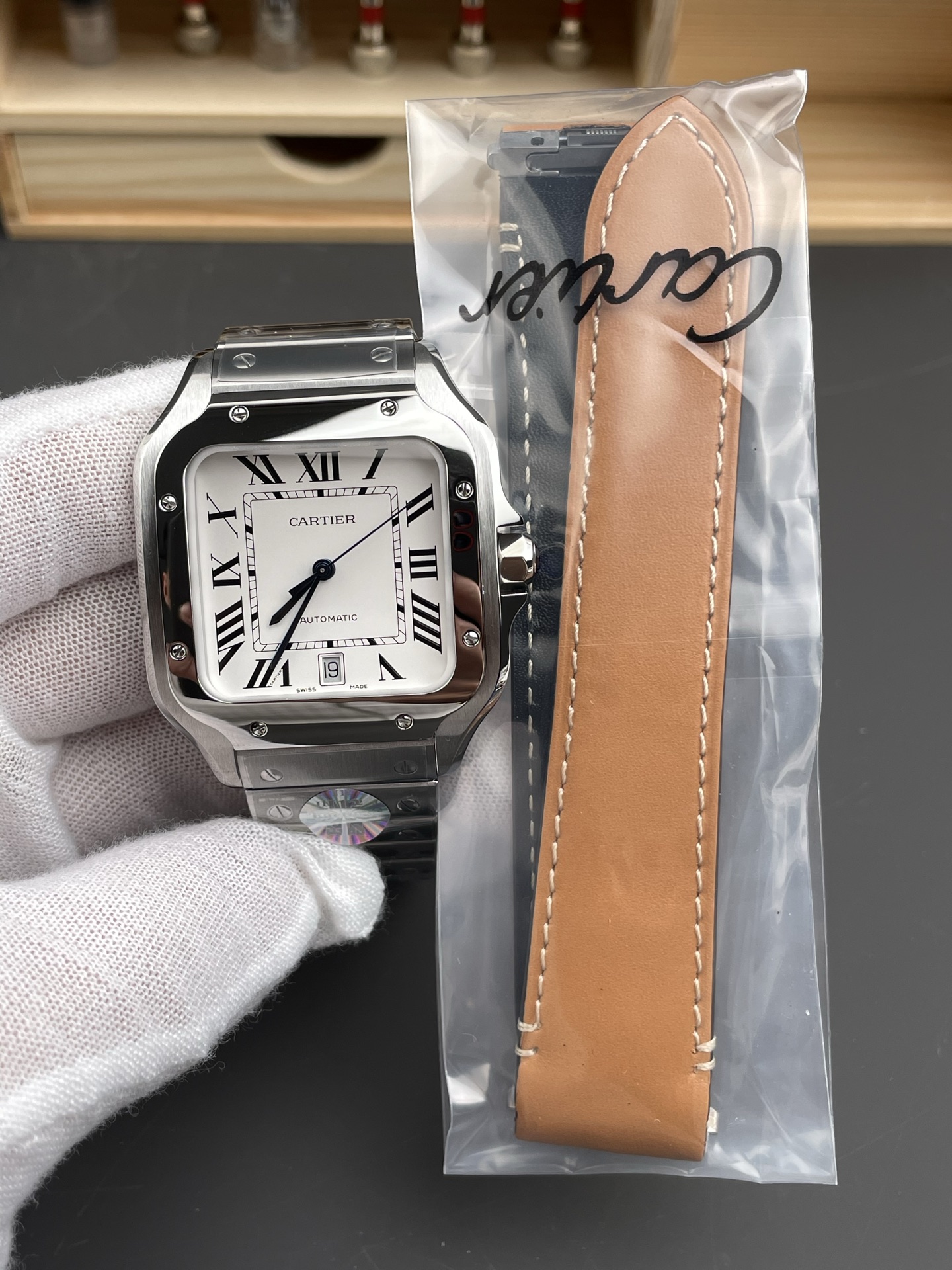 Cartier Santos De Cartier 904L Steel White Dial Super Clone 40MM Watch - view 4