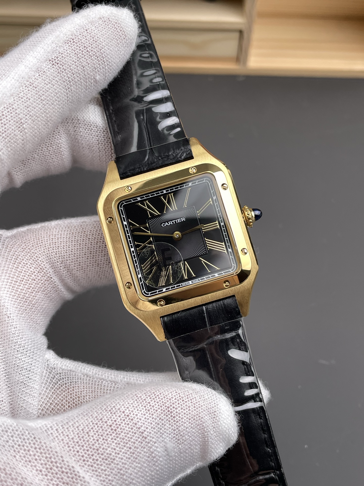 Cartier Santos Dumont 27MM Super Clone Edition Watch in Gold Casing - view 4