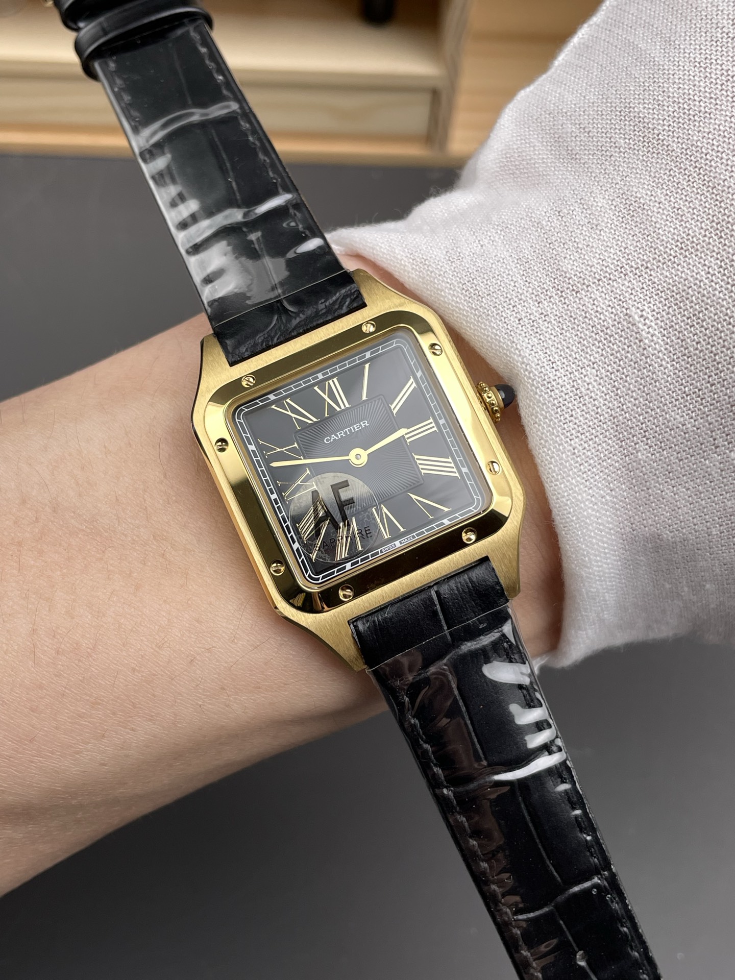 Cartier Santos Dumont 27MM Super Clone Edition Watch in Gold Casing - view 9