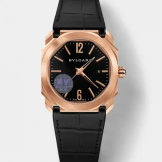 Bvlgari Octo Roma Edition 1:1 Mirror Super Clone in Rose Gold - Black Dial - view 1