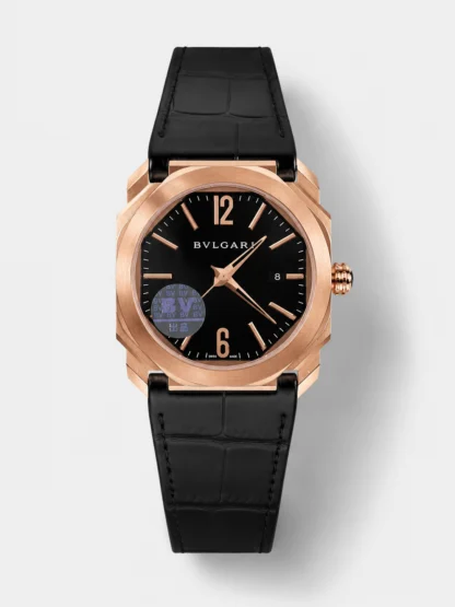 Bvlgari Octo Roma Edition 1:1 Mirror Super Clone in Rose Gold - Black Dial - view 1
