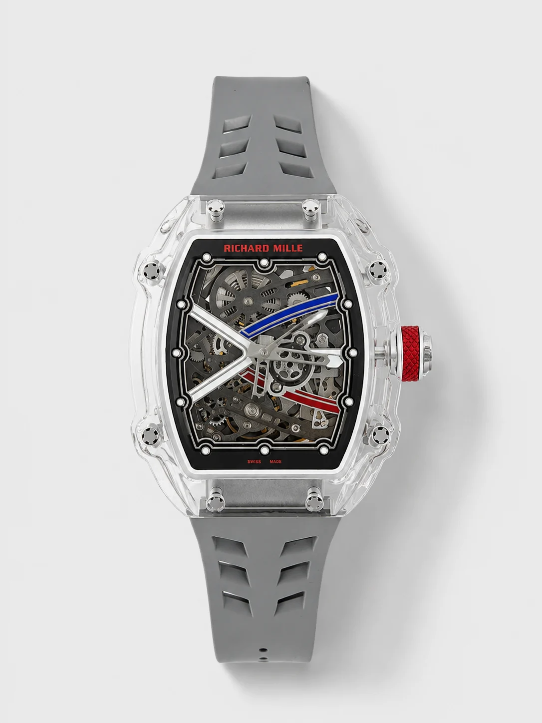 Richard Mille Super Clone RM67-02 Sapphires Casing Watch Grey Rubber Strap - view 1
