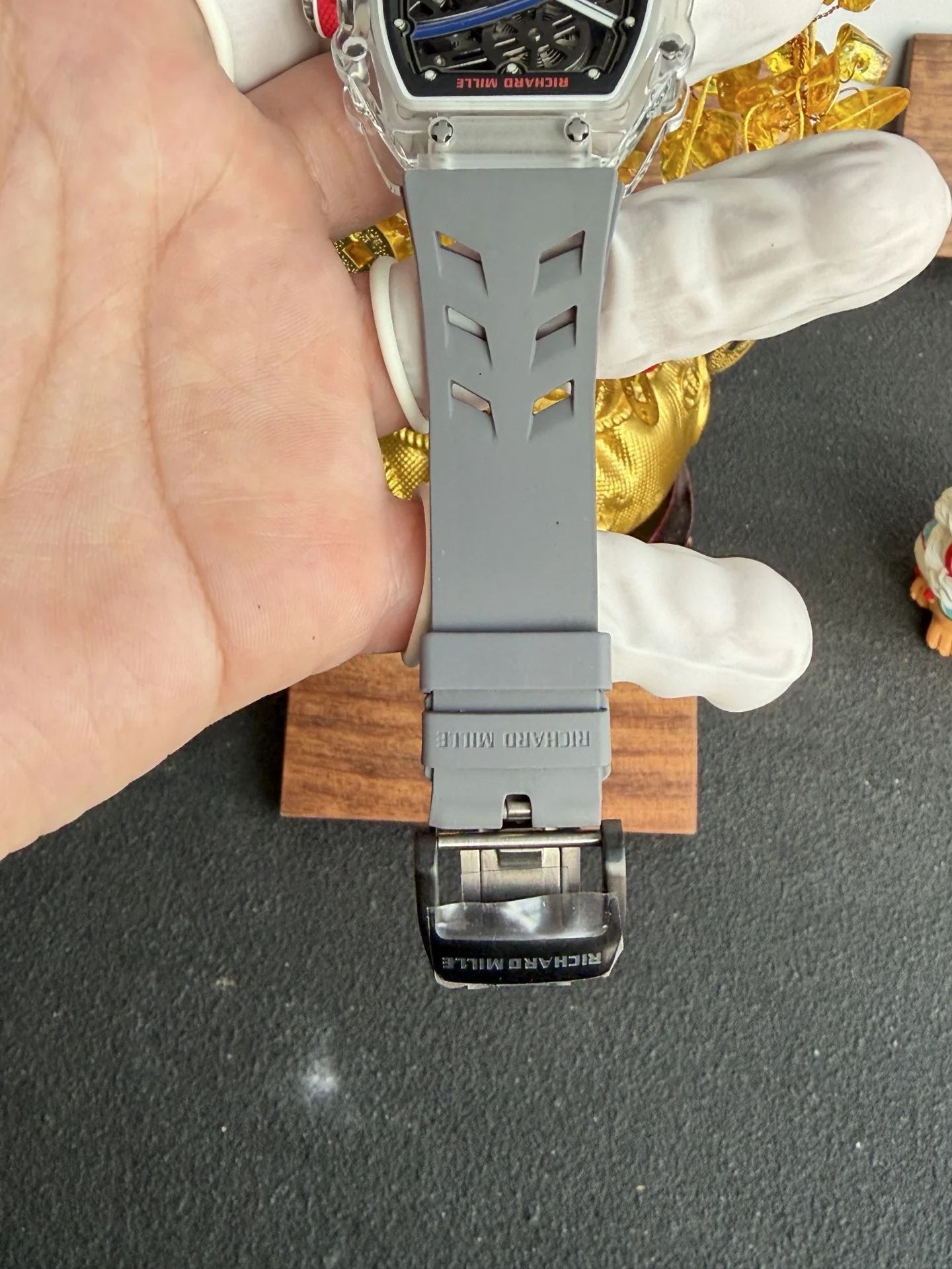 Richard Mille Super Clone RM67-02 Sapphires Casing Watch Grey Rubber Strap - view 10