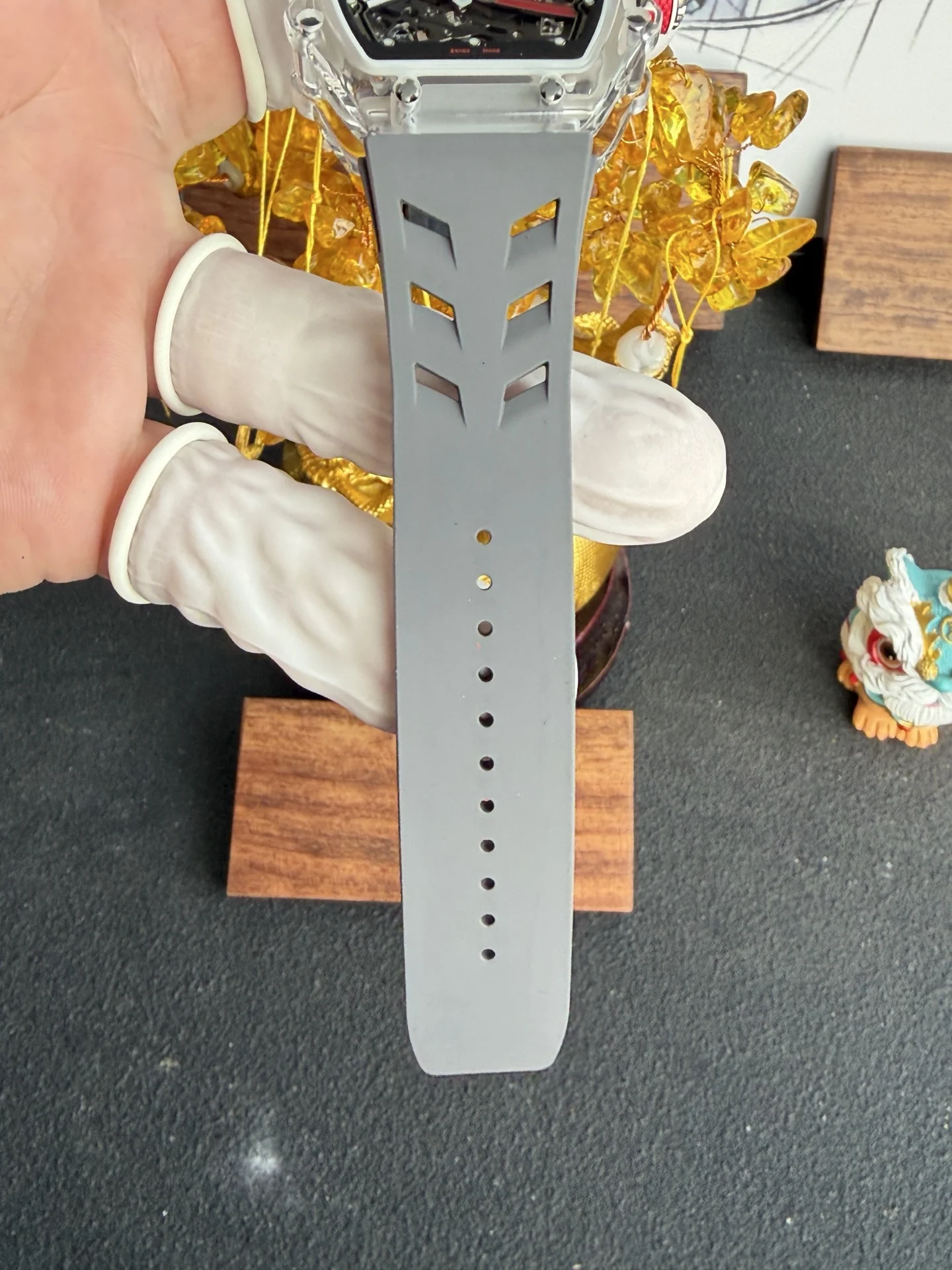 Richard Mille Super Clone RM67-02 Sapphires Casing Watch Grey Rubber Strap - view 11