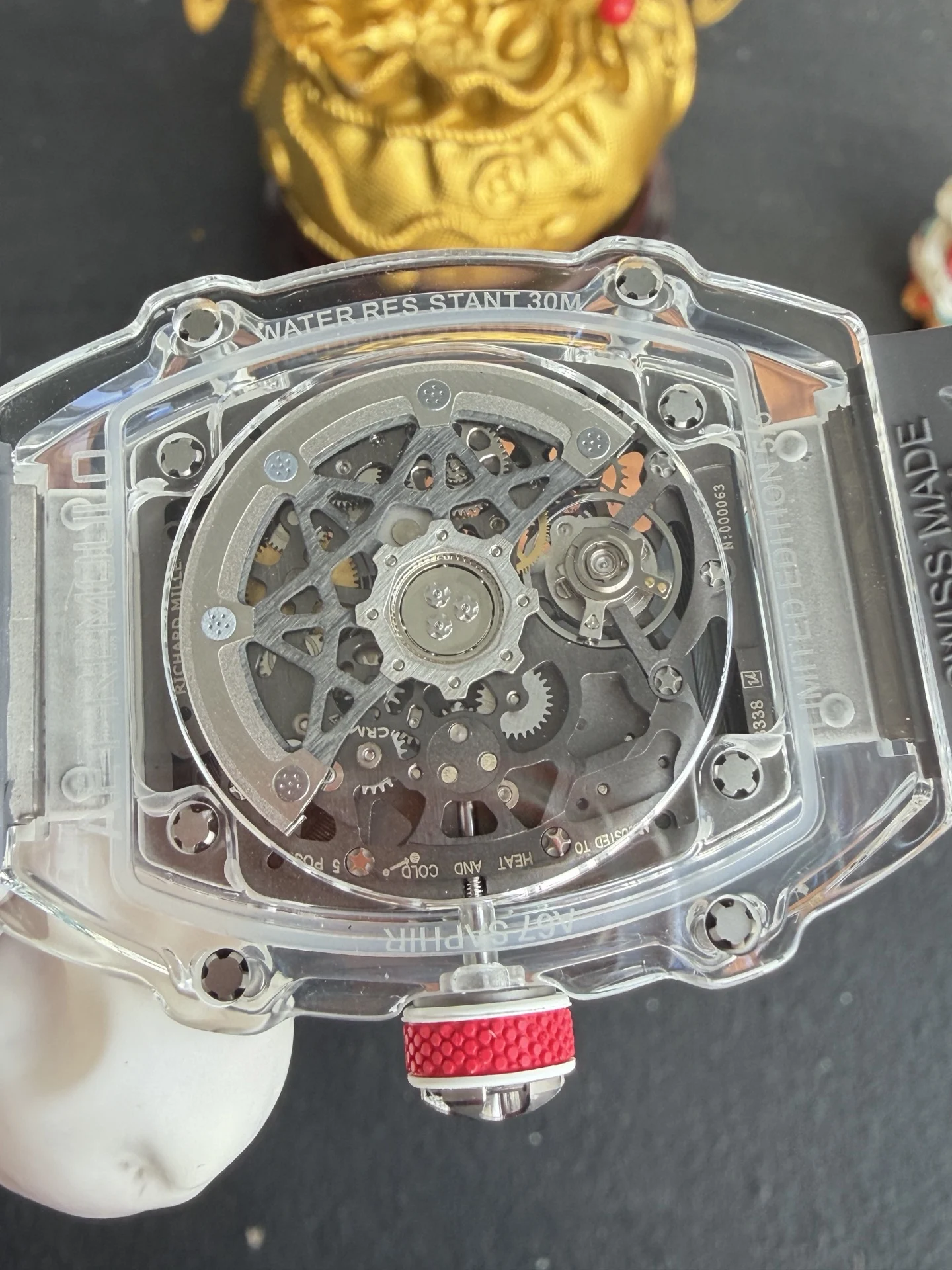 Richard Mille Super Clone RM67-02 Sapphires Casing Watch Grey Rubber Strap - view 7