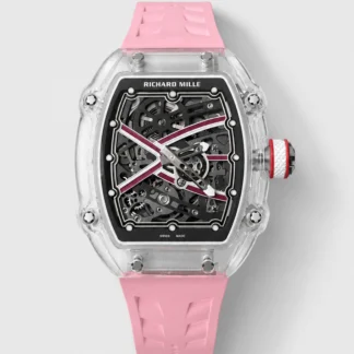 Richard Mille Super Clone RM67-02 Sapphires Casing Watch Pink Rubber Strap - view 1