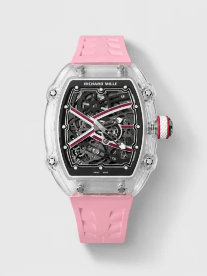 Richard Mille Super Clone RM67-02 Sapphires Casing Watch Pink Rubber Strap - view 1