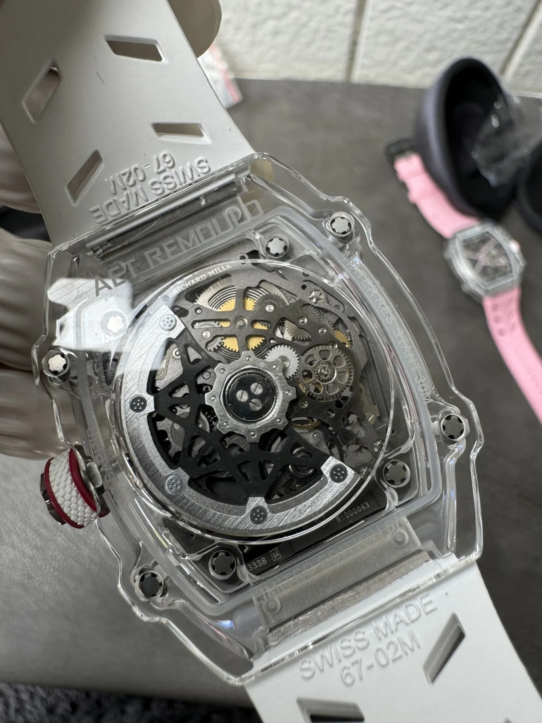 Richard Mille Super Clone RM67-02 Sapphires Casing Watch White Rubber Strap - view 6