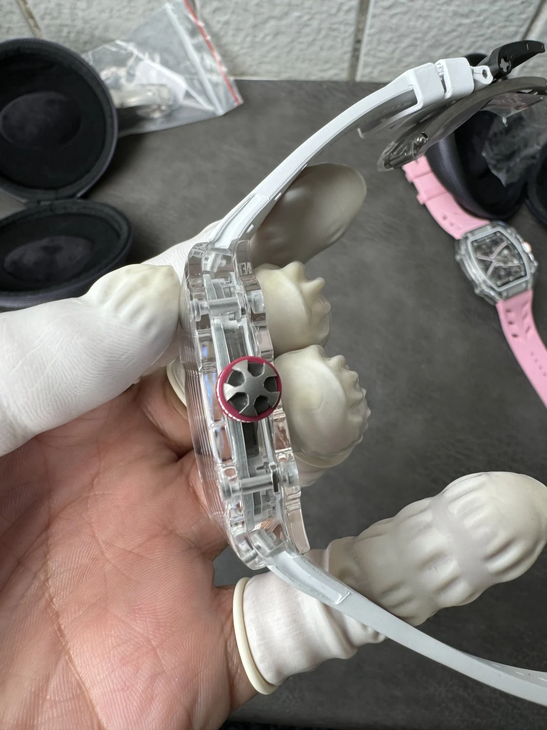 Richard Mille Super Clone RM67-02 Sapphires Casing Watch White Rubber Strap - view 7