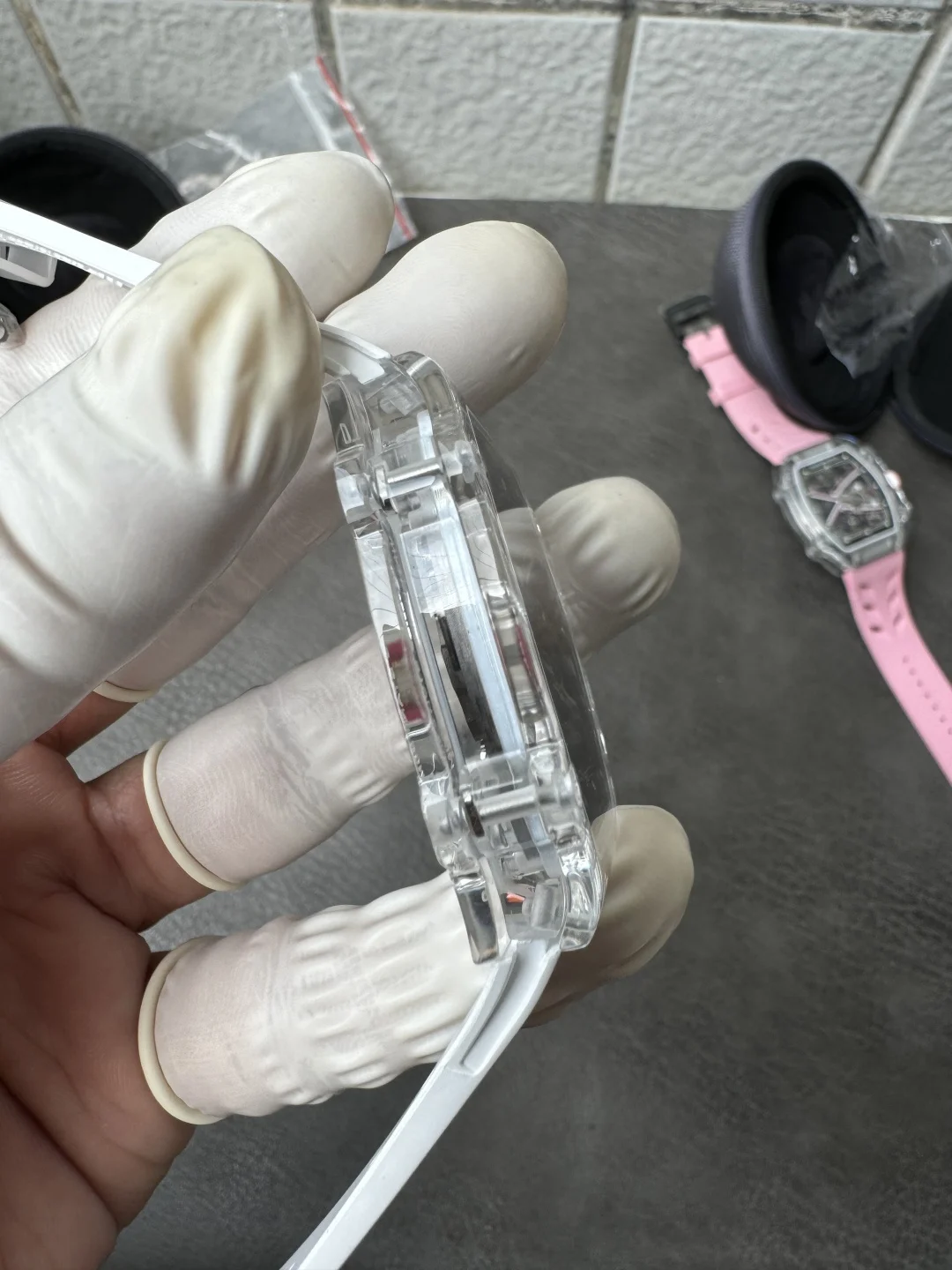 Richard Mille Super Clone RM67-02 Sapphires Casing Watch White Rubber Strap - view 8